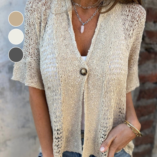 💐2025 Frühjahrsverkauf  - 50% Rabatt! 🔥  Unifarbenes Damen-Stricktop mit einem Knopf