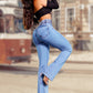 Stretchiga jeans med hög midja